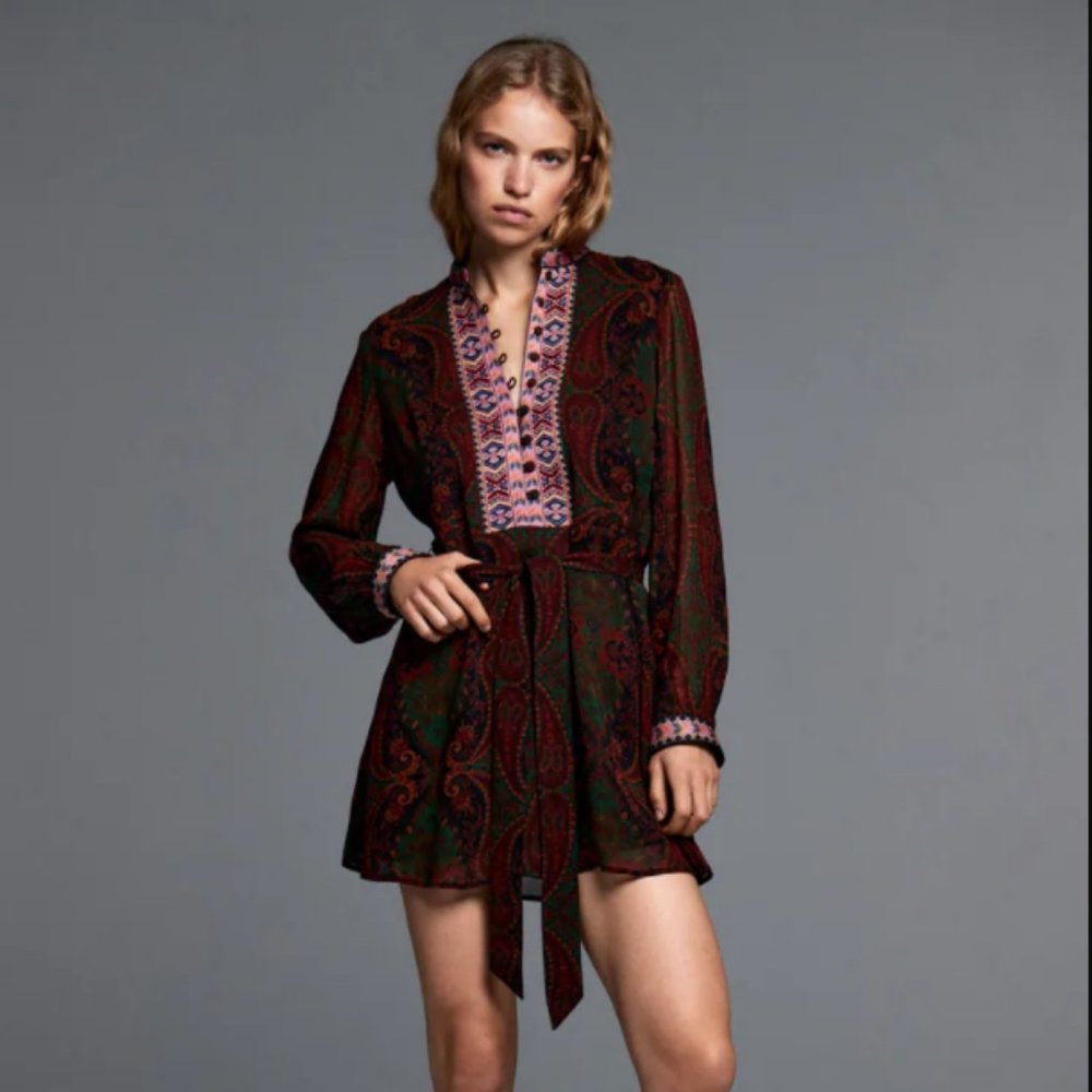 ZARA JACQUARD RIBBON DRESS